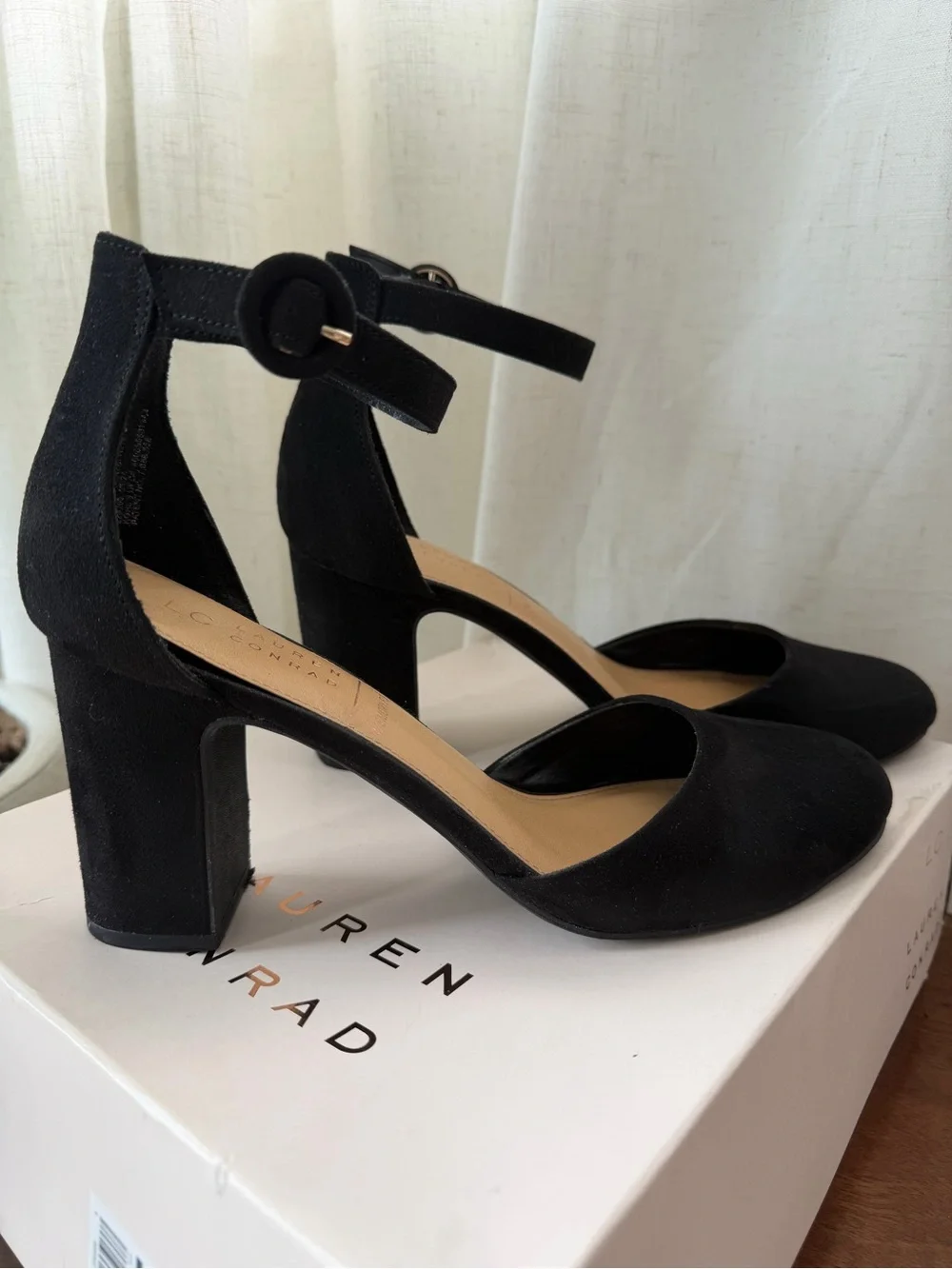 Kohl's Black Suede Block Heel Ankle Strap Pumps